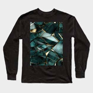 Funky Facade: Trompe-l’oeil Green Turquoise and Gold Long Sleeve T-Shirt